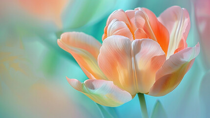 Fototapeta premium Close-up of a tulip with abstract, blended colors and soft lighting