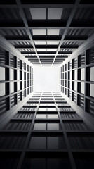 Digital business black and white city structure abstract graphic poster background with generative