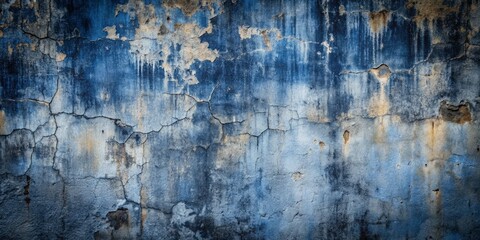 Obraz premium Weathered concrete wall texture featuring dark blue grunge pattern with subtle cracks and imperfections, perfect for adding edgy contrast to designs.