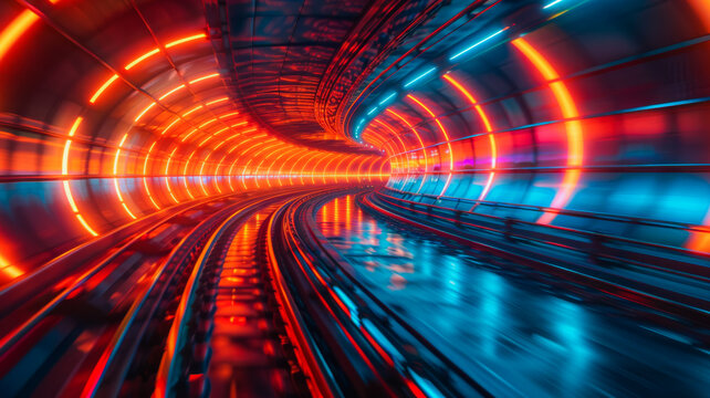 Swift of the Future. Hyperloop Train in Transparent Tunnel