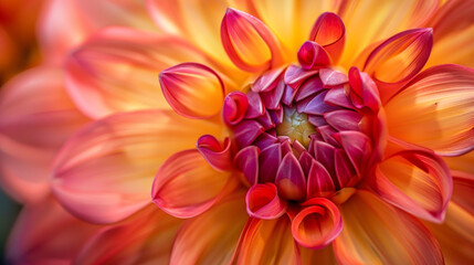 Fototapeta premium Close-up of a dahlia with abstract, geometric patterns and striking colors