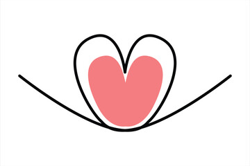 Heart continuous one line art drawing color shape Love sign outline Vector illustration