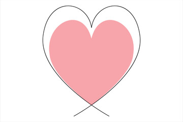 Heart continuous one line art drawing color shape Love sign outline Vector illustration