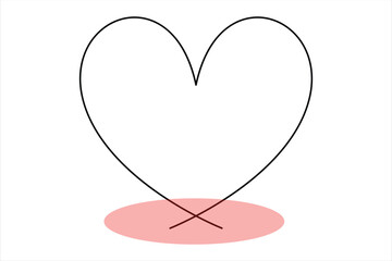 Heart continuous one line art drawing color shape Love sign outline Vector illustration