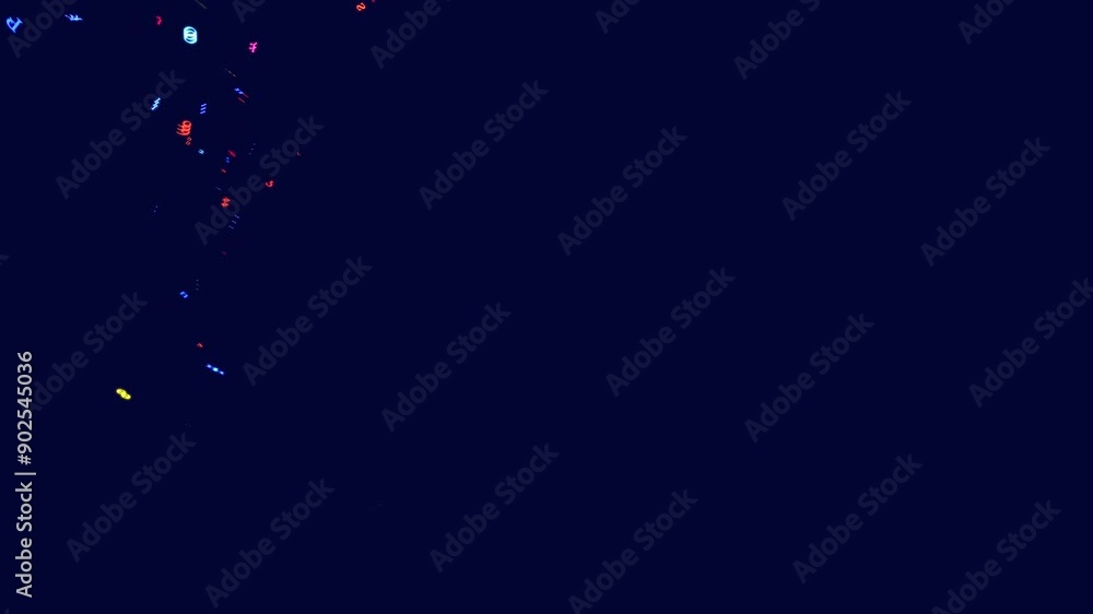 Poster symbols form whorls, information ai construction of digits. vj loop hologram abstract multicolored b