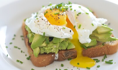 Avocado Toast with Poached Egg, Generative AI