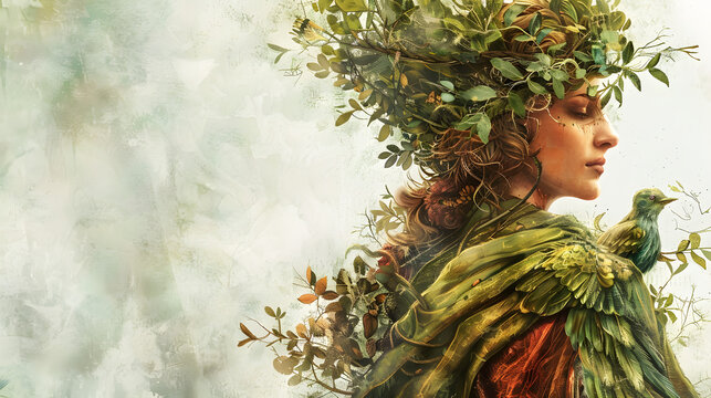 Greek god and goddess Demeter illustration, Demeter, the goddess of the harvest and agriculture, presiding over grains and the fertility of the earth