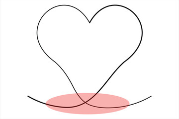 Heart continuous one line art drawing color shape Love sign outline Vector illustration