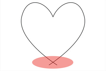 Heart continuous one line art drawing color shape Love sign outline Vector illustration