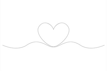 Heart continuous one line art drawing color shape Love sign outline Vector illustration