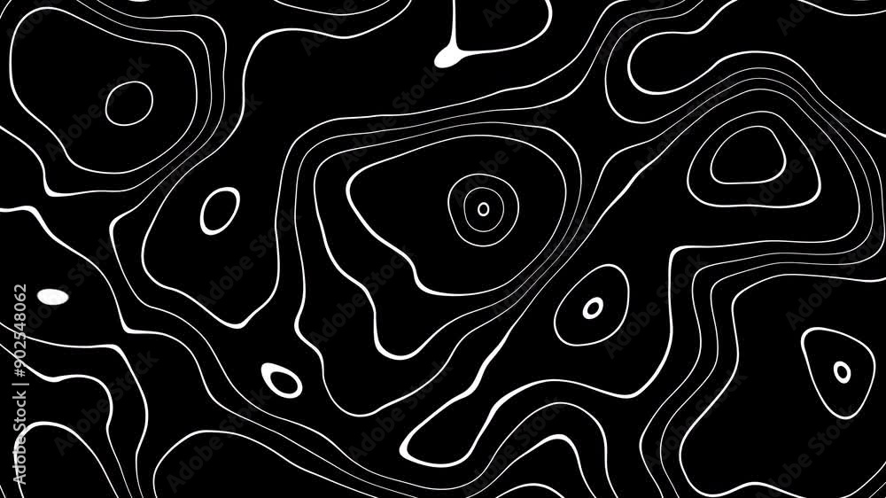 Poster abstract waving lines on black background. looping 4k animation of an abstract fractal digital lines
