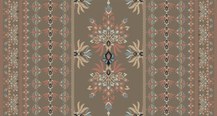 Ikat tribal Indian seamless pattern. Ethnic Aztec fabric carpet mandala ornament native boho chevron textile.Geometric African American oriental traditional vector illustrations. Embroidery style.