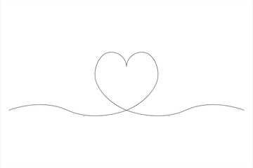 Heart continuous one line art drawing color shape Love sign outline Vector illustration