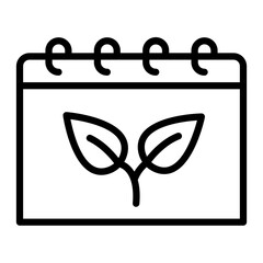 Eco Calendar Vector Line Icon Design