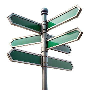 Naklejki Multi-directional signpost with blank arrows, representing choices and directions in decision making