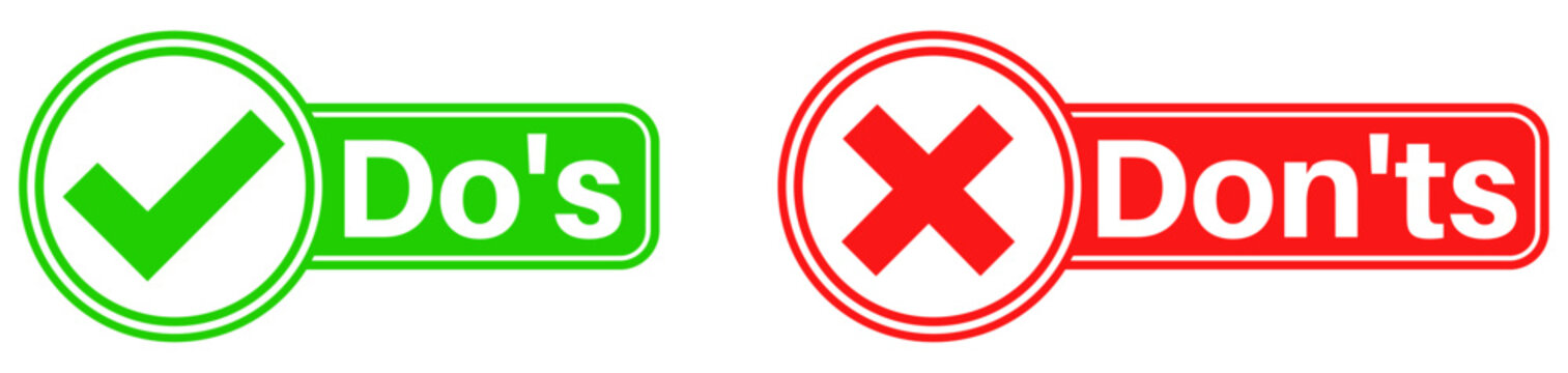 set vector do and don't sign icon. Yes and No symbol . Wrong and right labels design vector illustration 