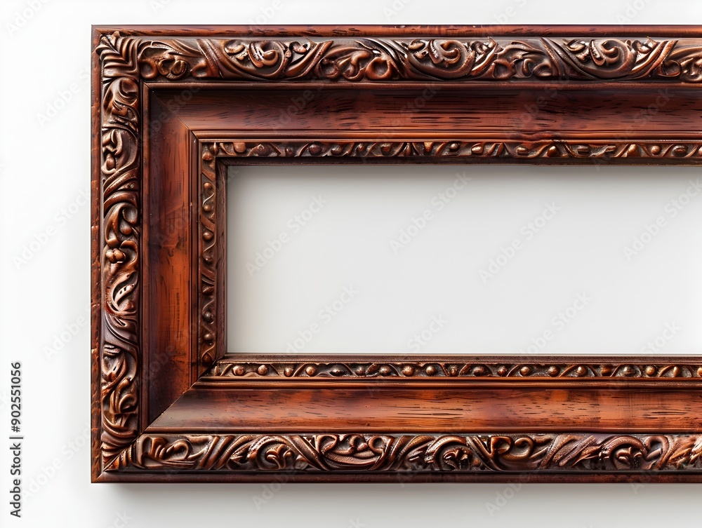 Poster exquisite mahogany frame with intricate carving and subtlety refined detailing isolated showcasing c