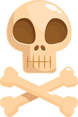 Cartoon skull and crossbones are isolated on a white background, creating the universal symbol for poison