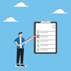 Redundant job, layoff staff or reduce head count, fired employee or worker, losing job from economic recession, dismiss or picking redundant staff concept, businessman HR choose redundancy employee