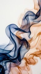 abstract swirling fabric in blue and orange hues - flowing texture and movement - artistic background design