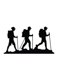 Obraz premium hiking mans silhouettes white background