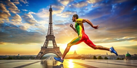 Runner in front of the Eiffel Tower