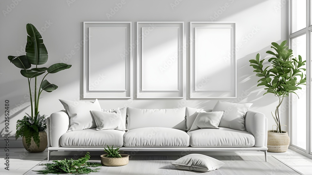 Poster minimalist white frame with a clean modern design for elegant spaces