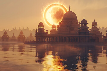 Fototapeta premium illustration of Taj Mahal, India, night, night sky, starry sky, stars for banners, for prints, for print, for background