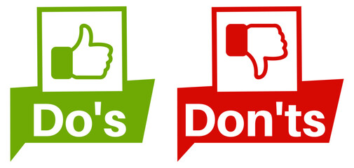 set vector Do and Don't icons. Thumb up and thumb down symbol. checklist labels design vector illustrations
