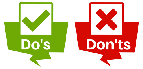 set vector Do and Don't icons. Thumb up and thumb down symbol. checklist labels design vector illustrations