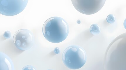A white background with blue spheres floating in the center, creating an abstract and minimalistic design, perfect as a backdrop for digital marketing materials, social media posts, or creative design