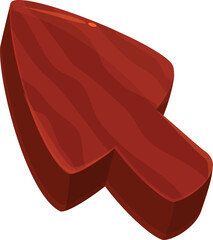 3d illustration of a wooden cursor pointing to the top right corner