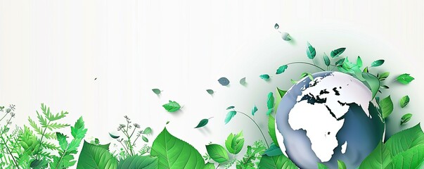 Green Earth Concept with Leaves