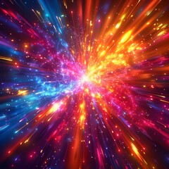 Fototapeta premium あらゆる方向に光が放射される鮮やかでカラフルな背景