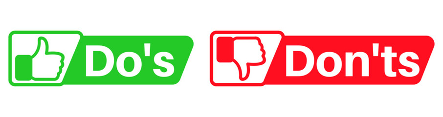 set  Do's and don'ts symbol icon. Positive and negative choice sign sticker design vector illustration