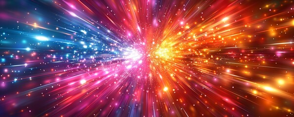 Fototapeta premium あらゆる方向に光が放射される鮮やかでカラフルな背景
