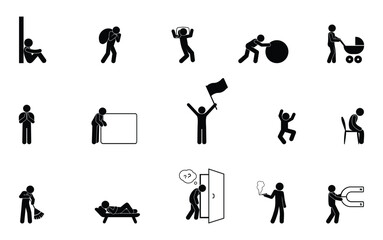 icon man, stick figure people, human poses and gestures