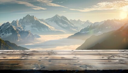 Wooden Deck with Mountain View