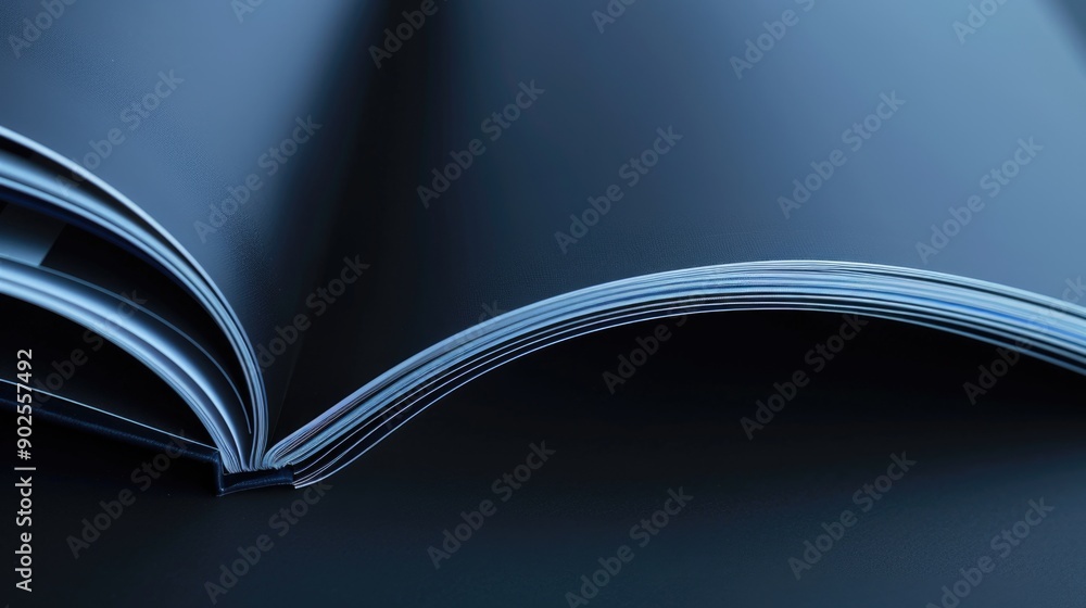 Poster A single open book placed on a black surface, ready for reading or study