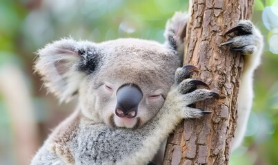 Obraz premium Koala Sleeping in a Tree, Generative AI