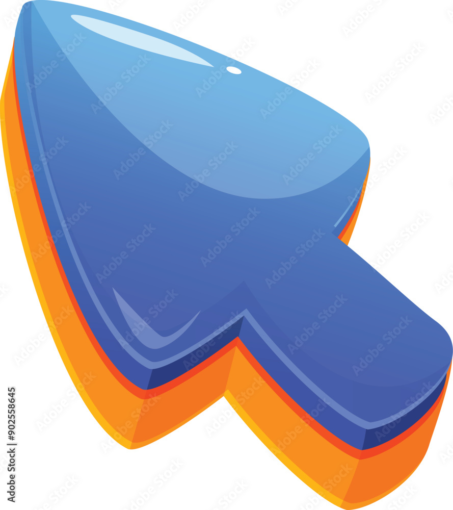 Poster shiny, glossy, colorful computer mouse cursor pointing diagonally up and to the right