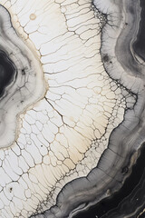Close-up abstract marble texture on vertical poster in black and white colors. Printable wall art in neutral tones