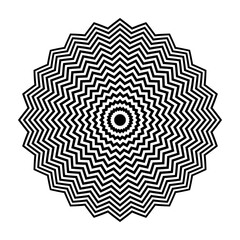 Abstract Radial Circle Concentric Zig Zag Lines Pattern. 