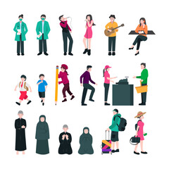 Vector Illustration Collection Hand-drawn People with Diverse Characters and Profession