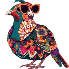 Partridge Trendy animal fashion cartoon isolated whitebackground 16:9