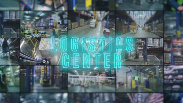 Logistics center infographics. Logistics center. Logistics center inscription. Logistics center opener.