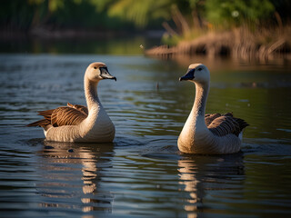 Obraz premium family of geese