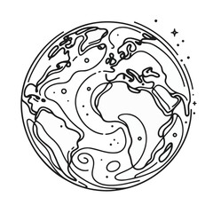 continuous earth line art drawing.
