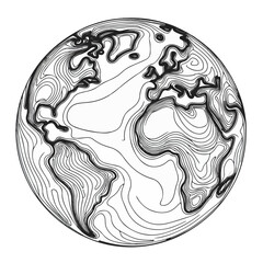 continuous earth line art drawing.