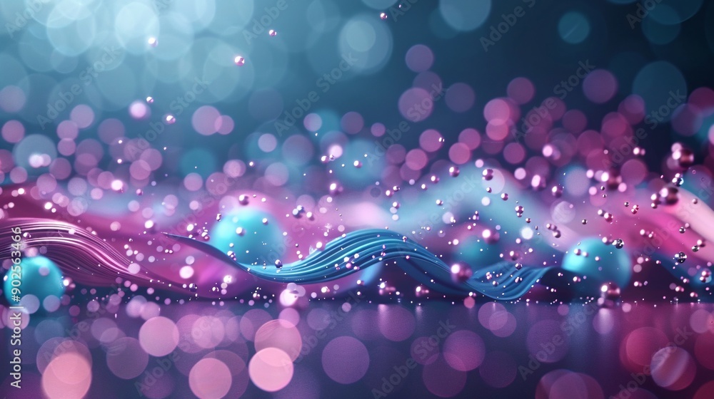 Poster abstract 3d music visualizer with colorful particles, 3d background music, dynamic and captivating.